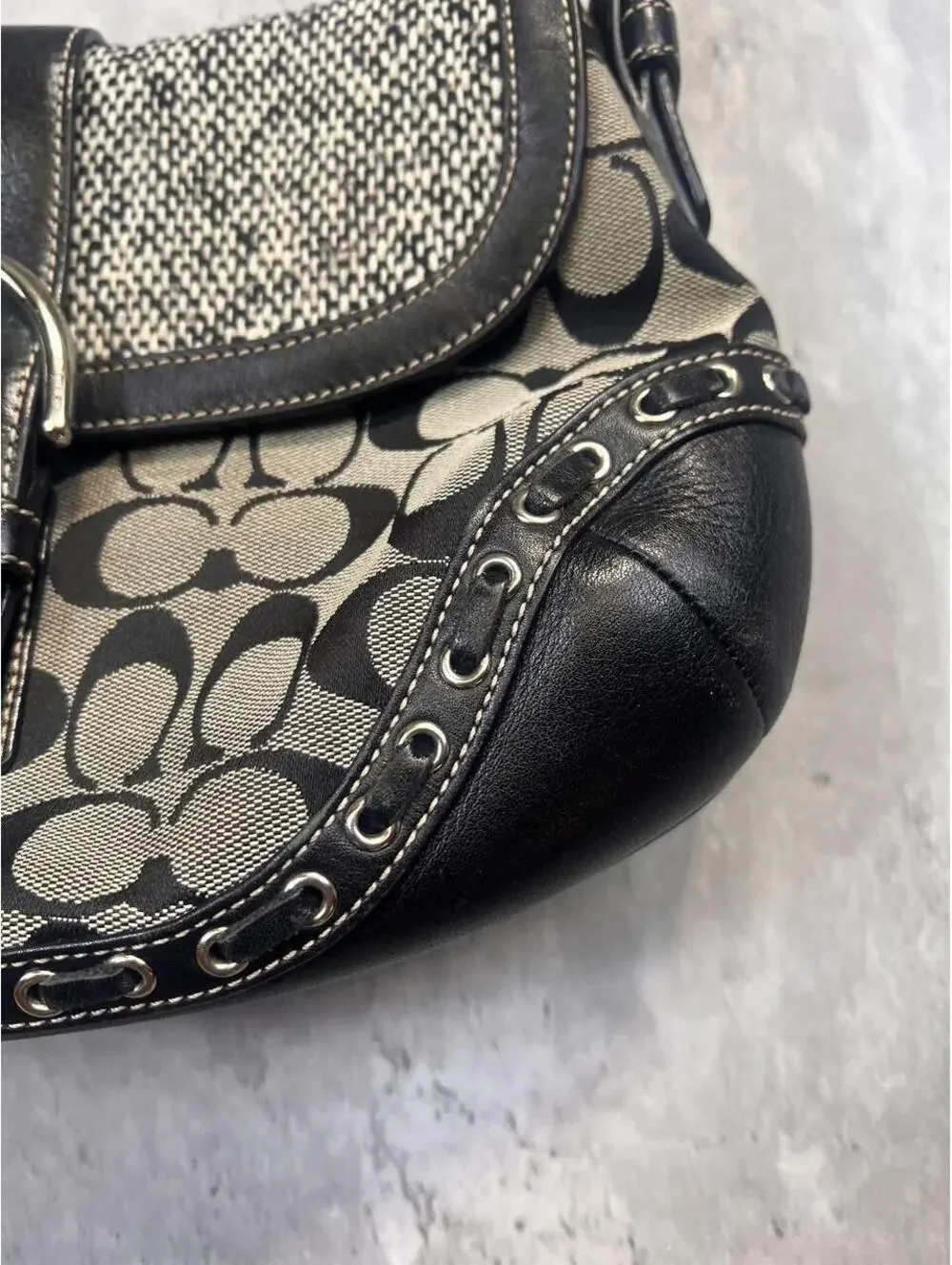Y2K Coach Signature Soho Black Shoulder Bag